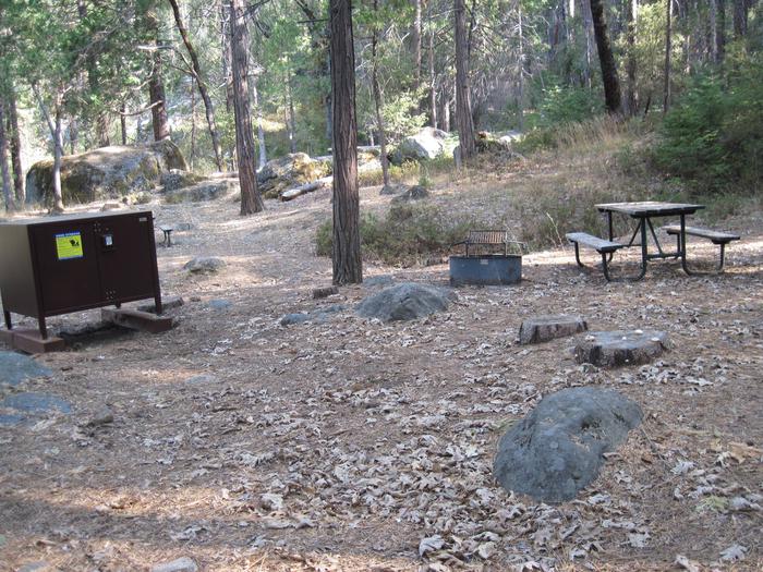 Food locker, picnic table, and fire ringSite 39