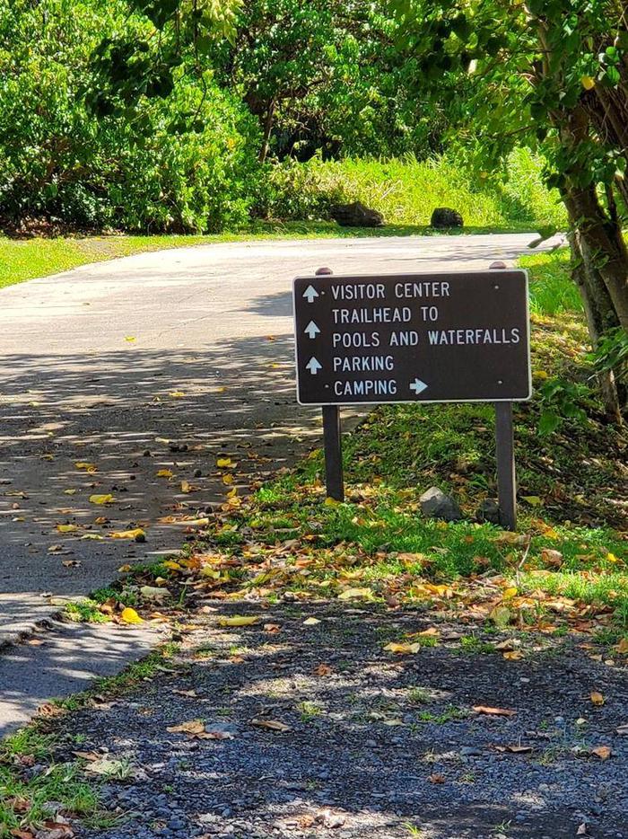 Signs to Visitor Center and trailsSignage located near the entrance to help you navigate the park.
