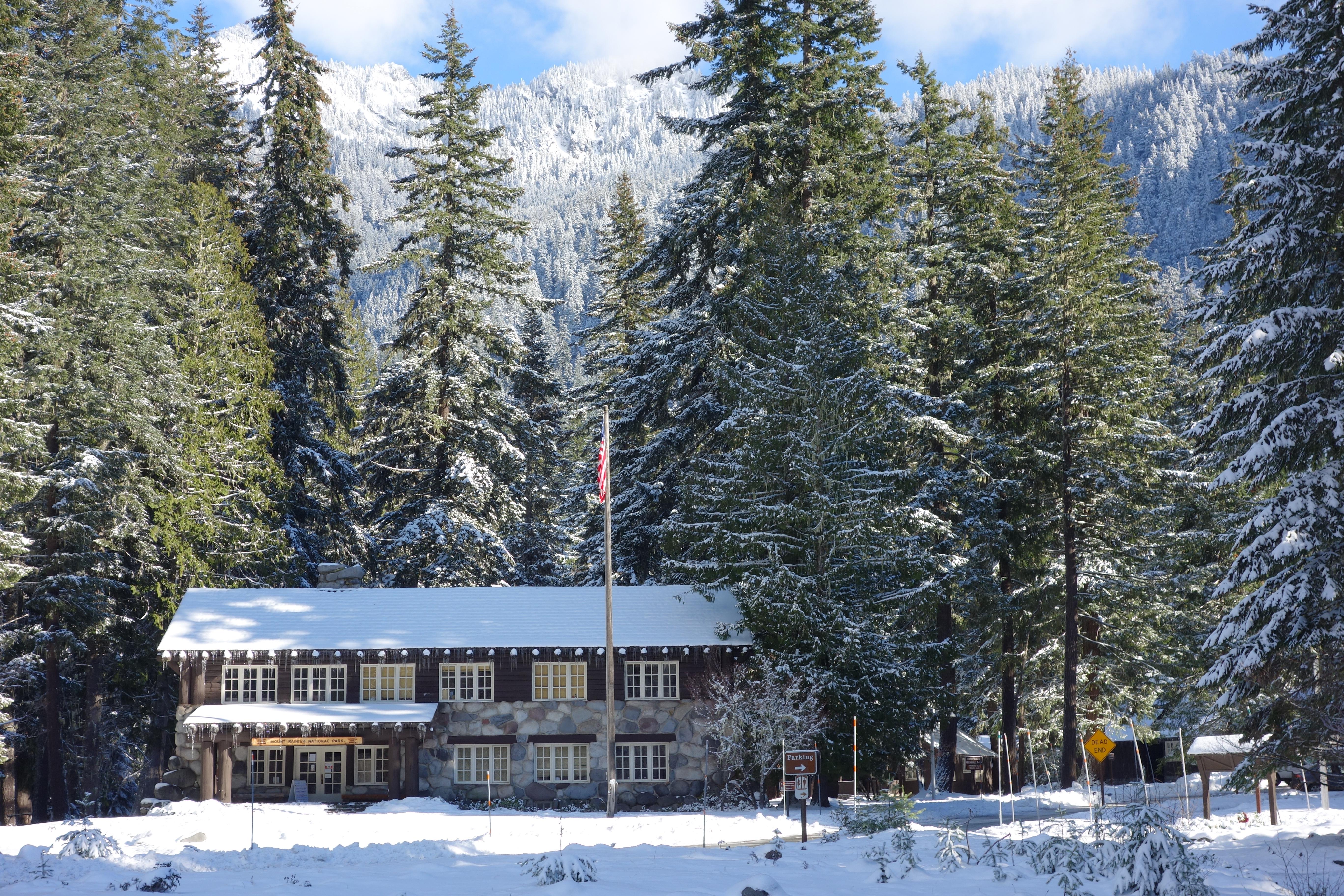 Longmire Administration Building in Winter