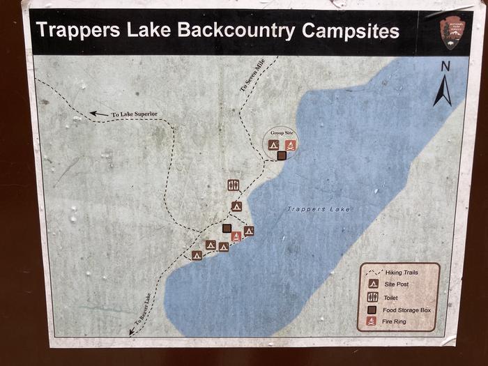 A map showing the layout of Trappers campsites.A map showing the layout of Trappers campsites, both group and individual.