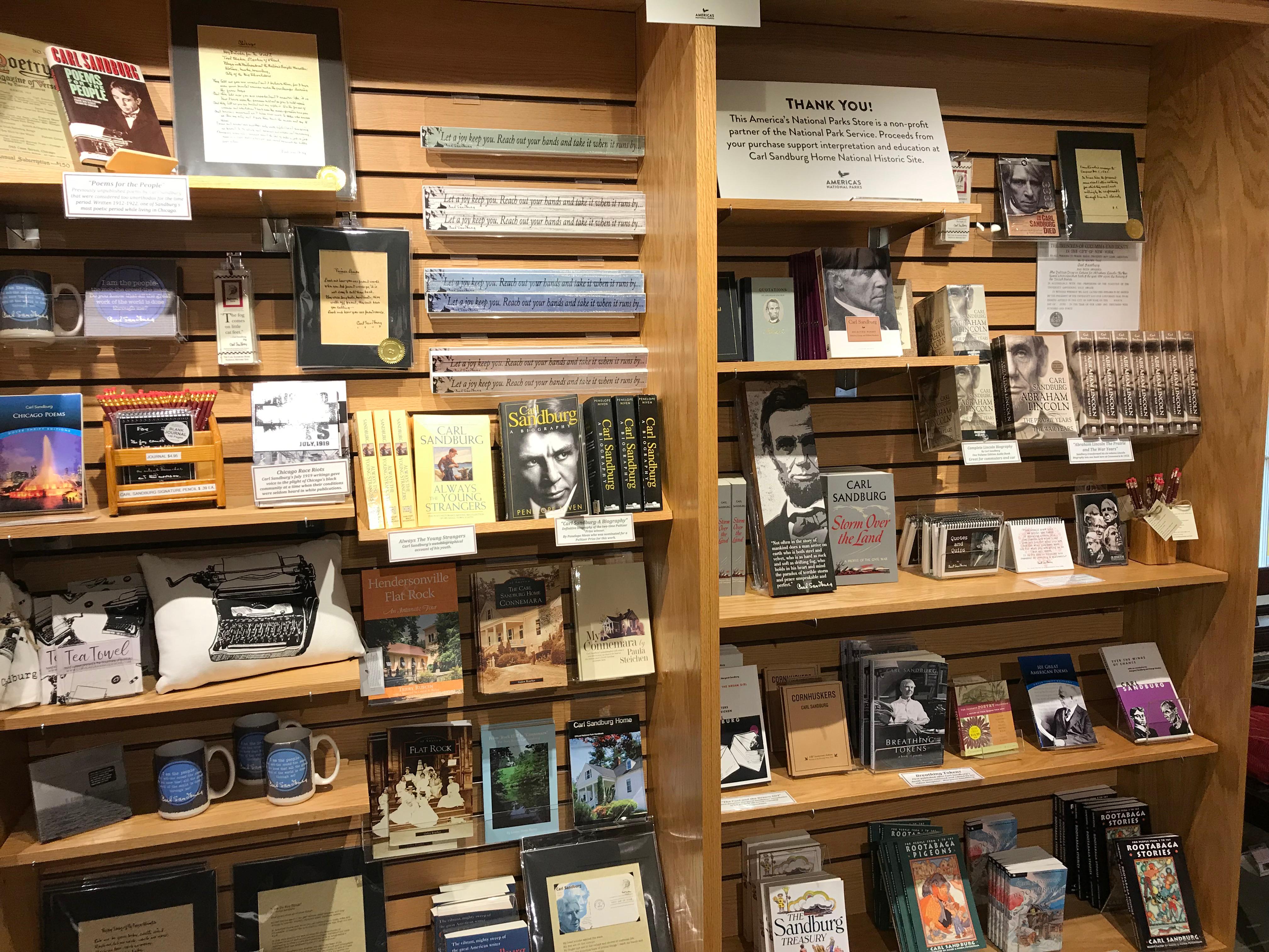 Park Store is available inside the Sandburg Home