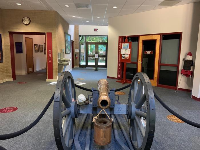 Visitor Center Lobby and 3 pounder cannonLearn about the artillery of the battle in our Visitor Center