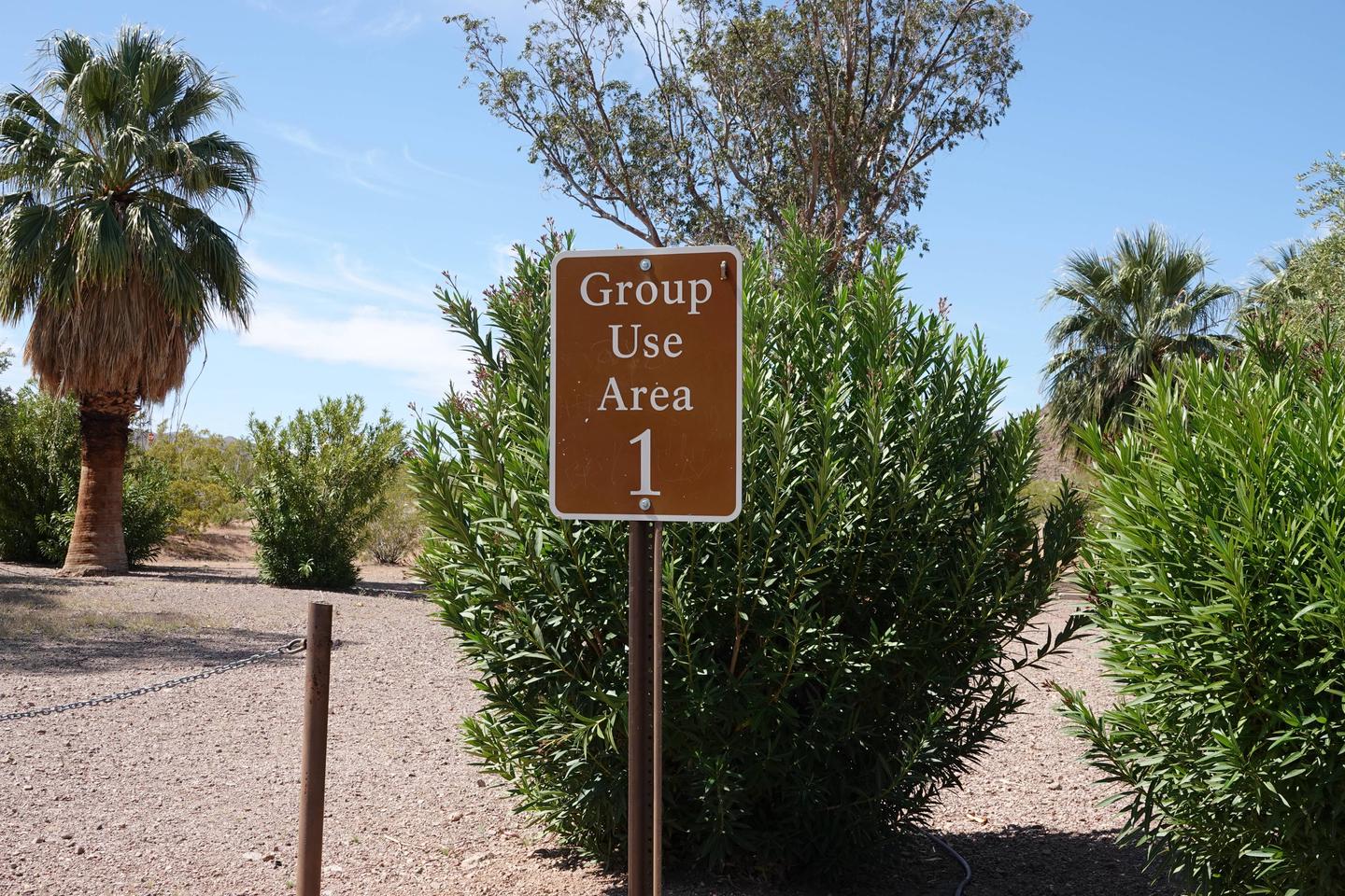 Campsite sign 1 located in a desert settingBoulder Beach Group Site 1