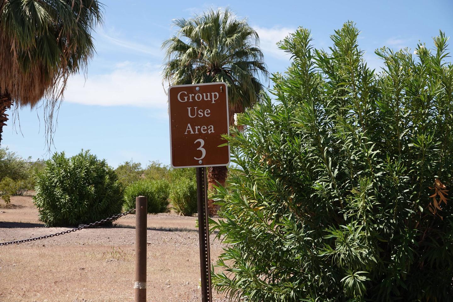 Campsite 3 sign located in a desert settingBoulder Beach Group Site 3