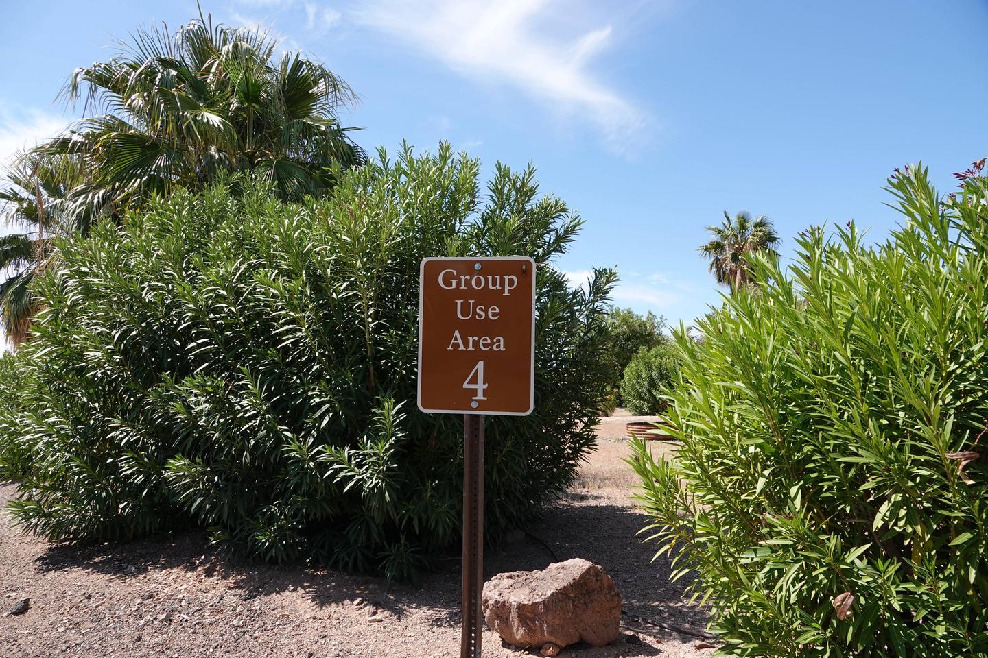 Campsite sign 4 located in a desert settingBoulder Beach Group Site 4