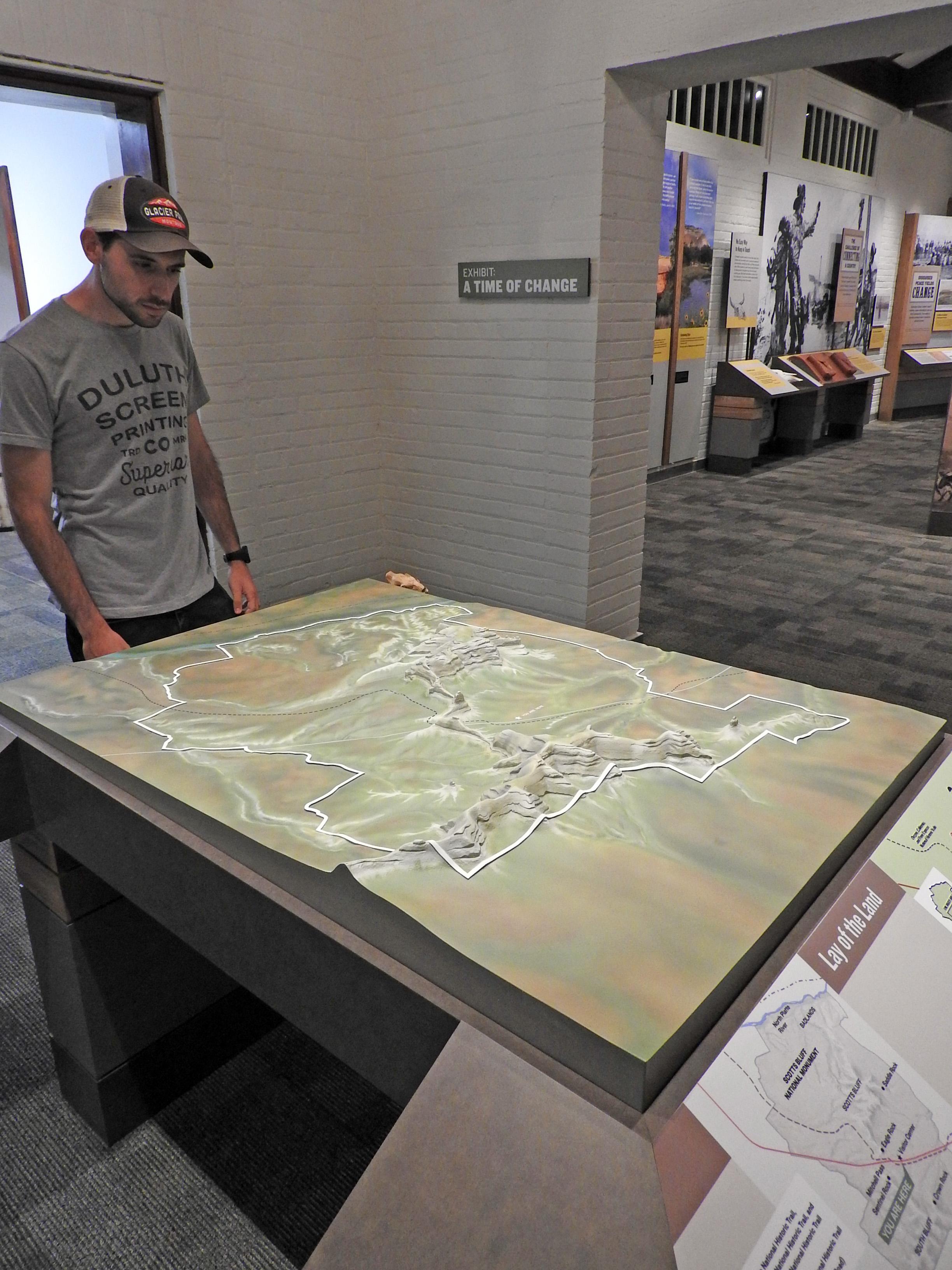 A Visitor Explores the Three-dimensional Map of the Monument