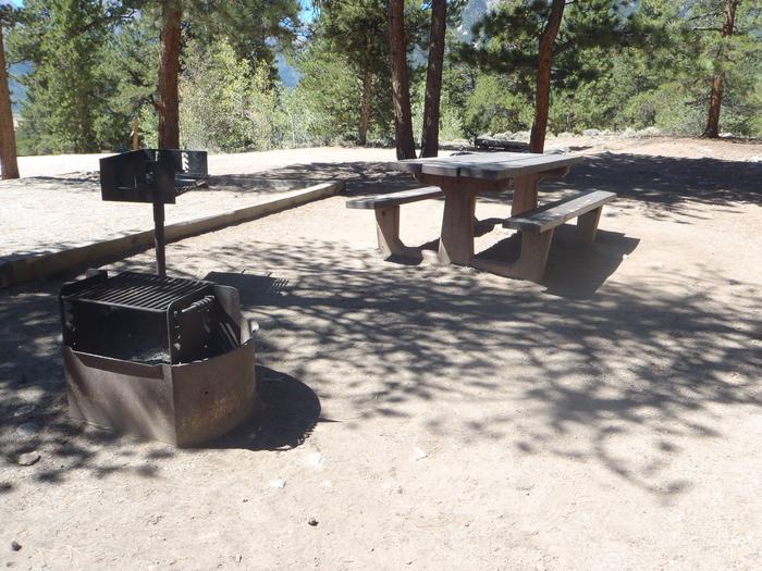 Lakeview Campground, site B5 picnic table and fire ring