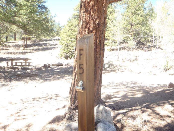 Lakeview Campground, site F5 marker