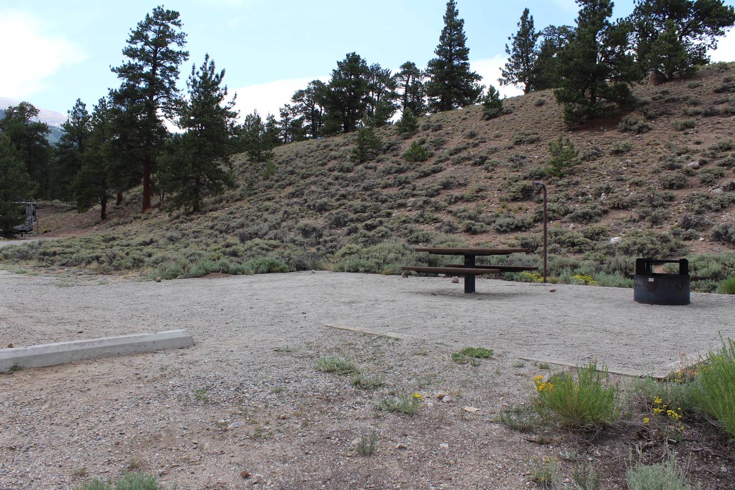 White Star Campground, site 21 picnic table and fire ring