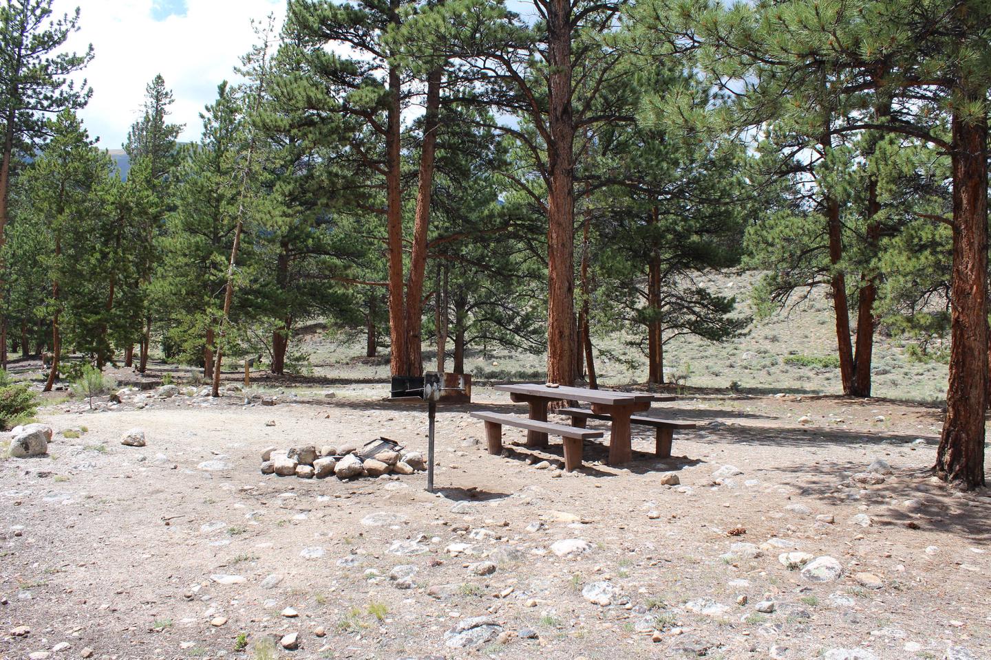 White Star Campground, site 64 picnic table and fire ring