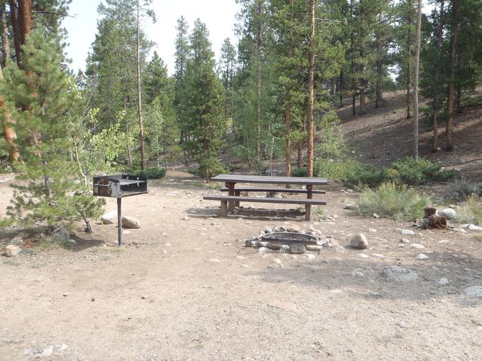 White Star Campground, site 63 picnic table and fire ring