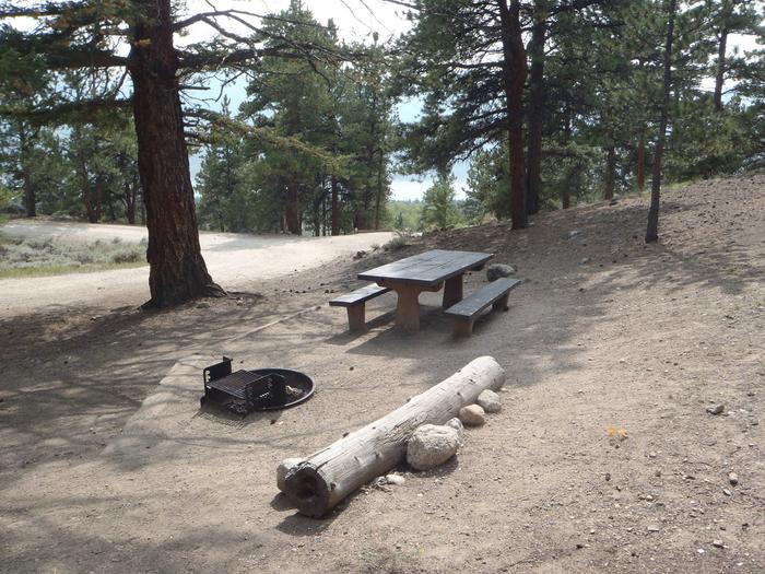 Lakeview Campground, site F5 picnic table and fire ring 3