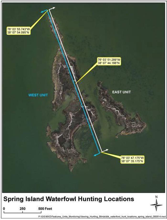 Spring Island MapSpring Island Waterfowl Hunting Map