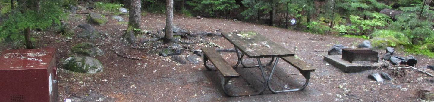 Picnic Table, Tent Pad, and Fire Ring