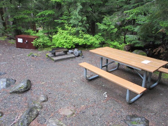 Picnic Table, Tent Pad, and Fire Ring