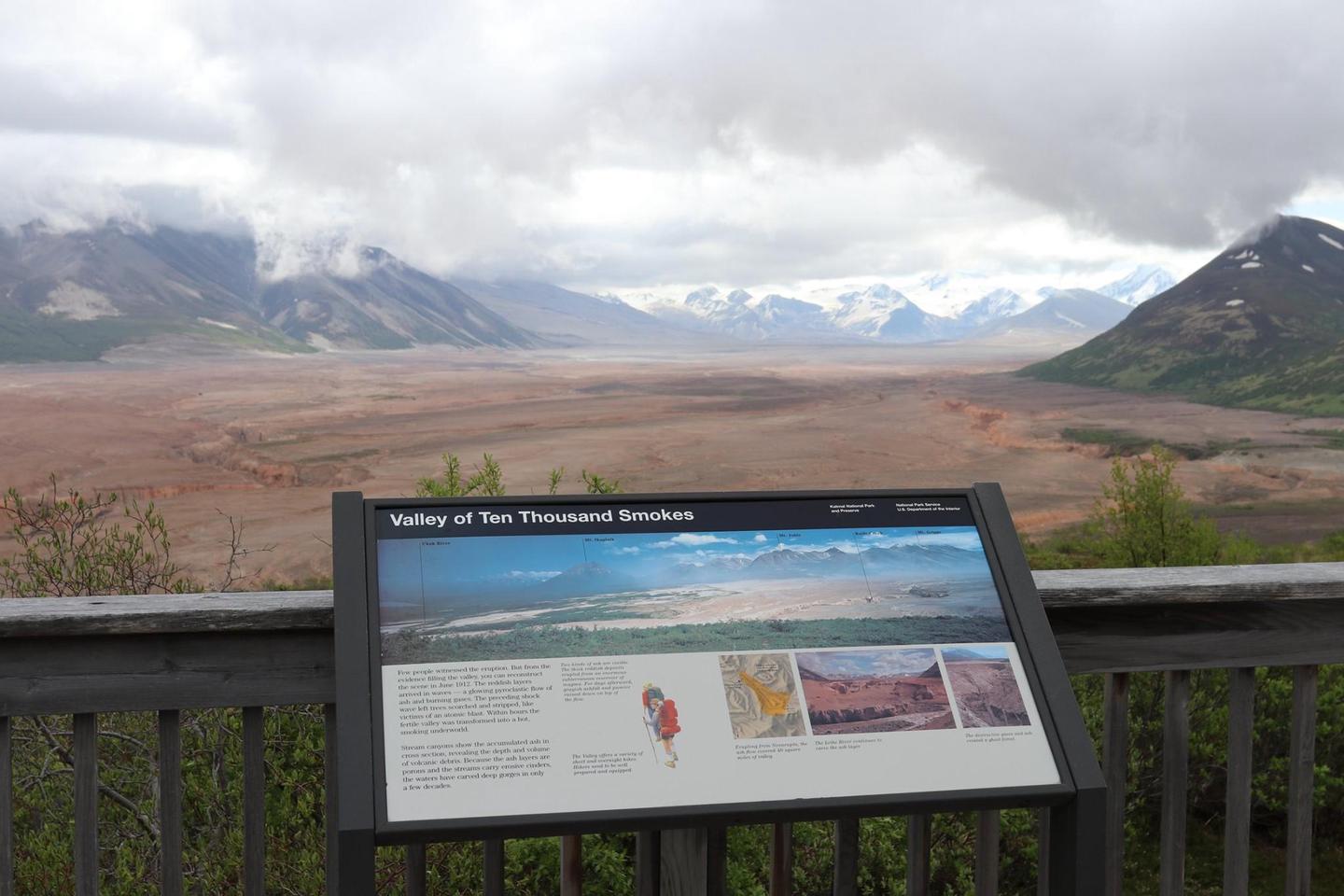 View of Valley of Ten Thousand Smokes from Griggs Visitor CenterVisitors on a Valley of Ten Thousand Smokes tour will stop at the Robert F. Griggs Visitor Center which has magnificent views like this.