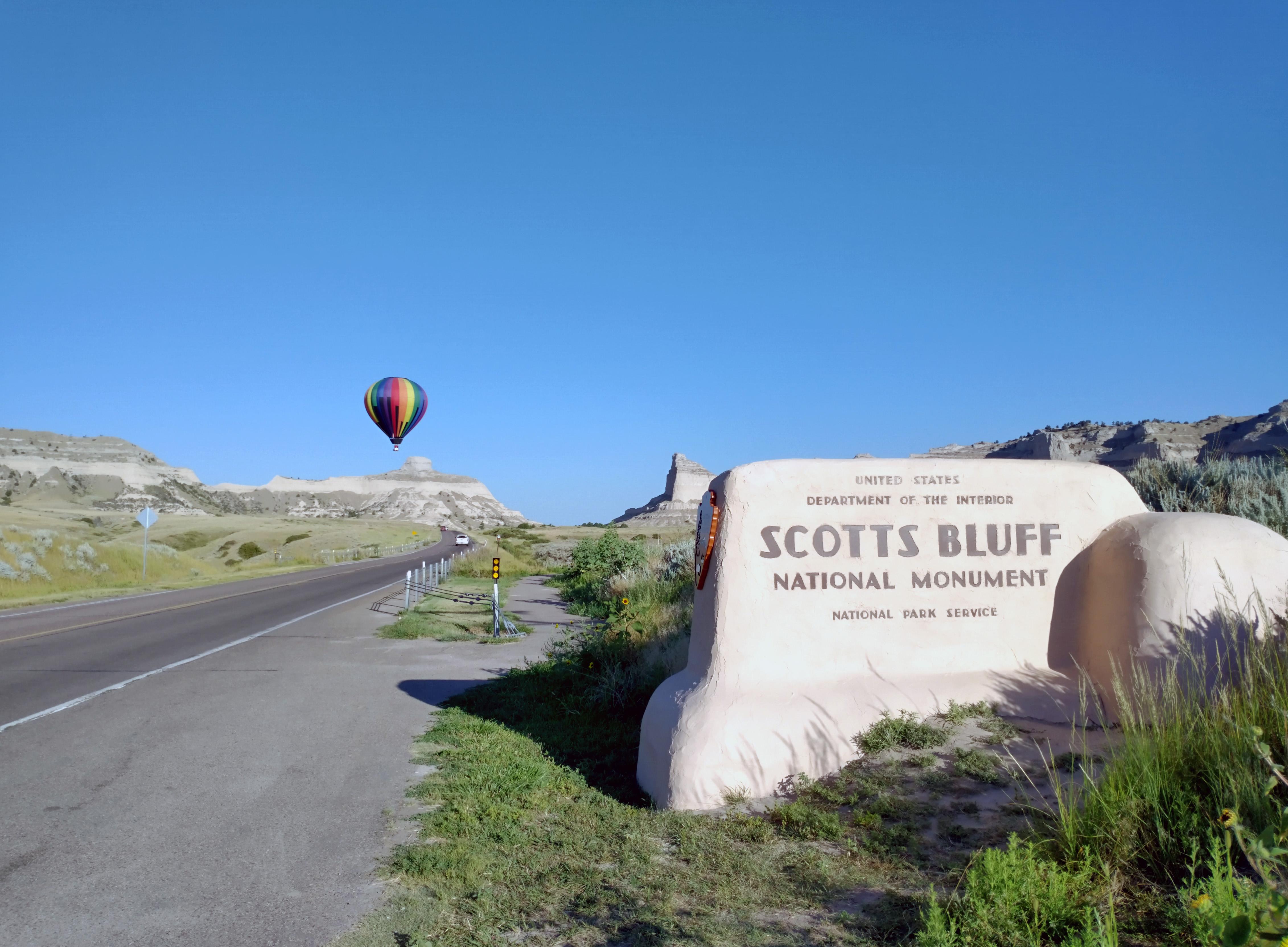 A Hot Air Balloon at the East Entrance to the Monument