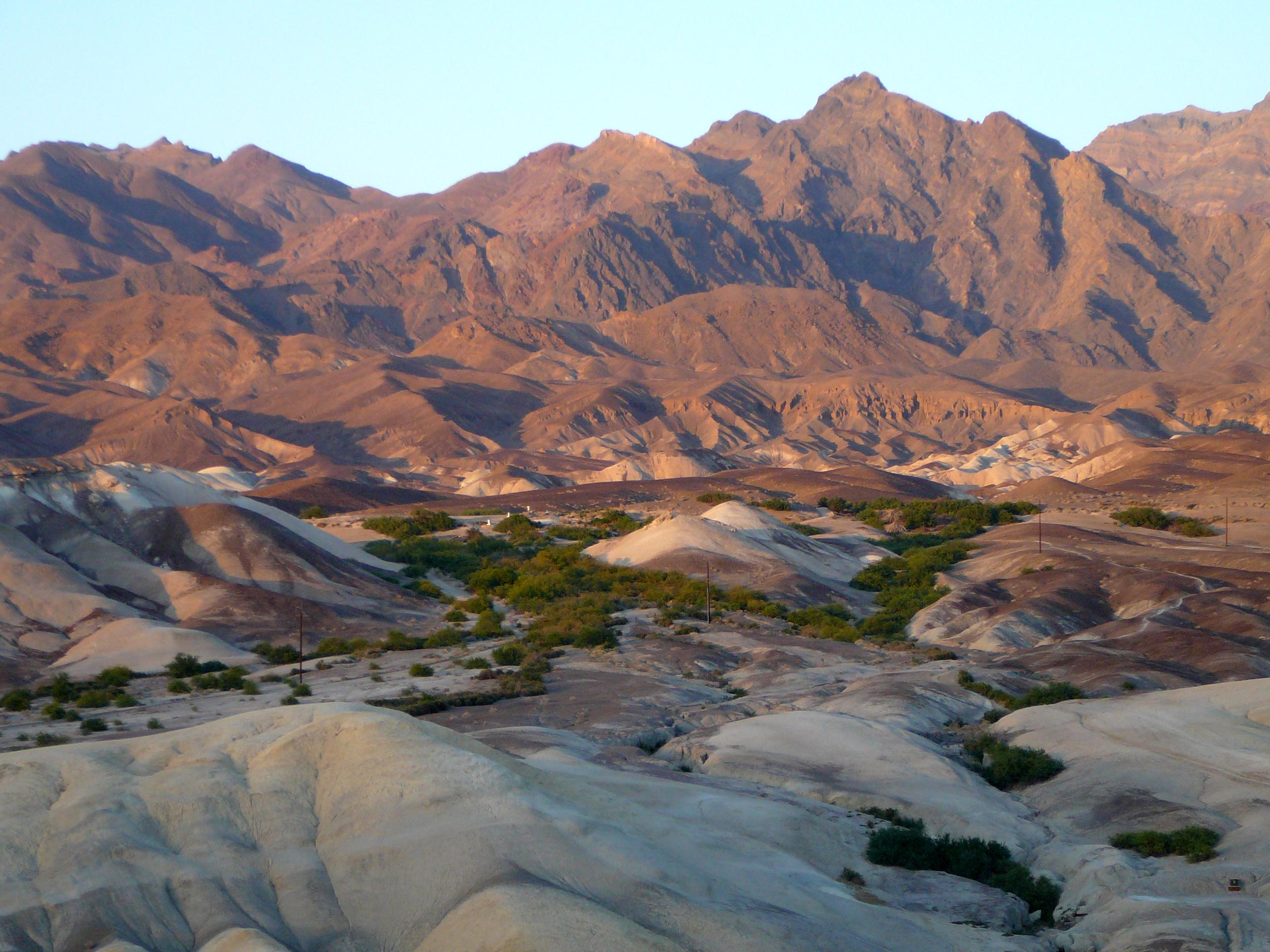 Desert landscape view of Texas Springs Campground in Death Valley