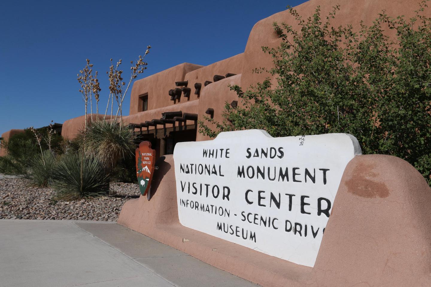 White Sands National Park Visitor CenterThis historic sign greets visitors as they enter the White Sands visitor center complex.