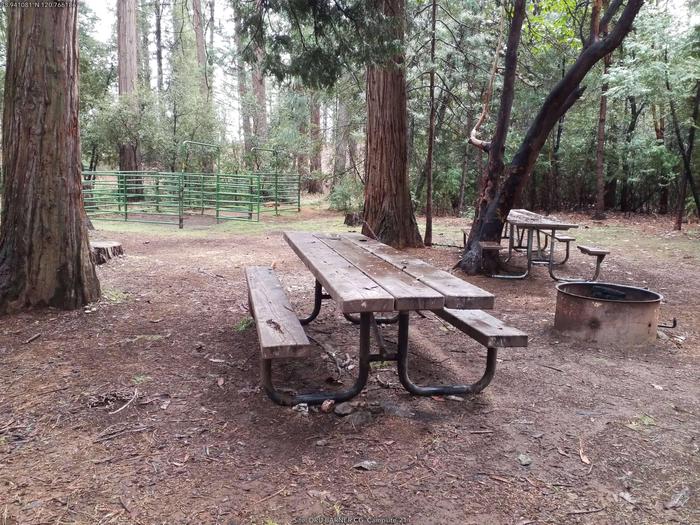 Unit 21This camp site has two picnic tables and a two pen corral.