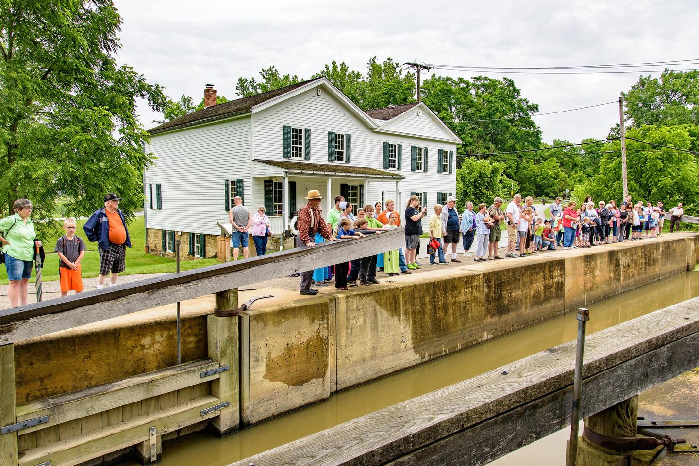 Lock 38 and Canal Exploration CenterVisitors watch a lock demonstration at Canal Exploration Center.