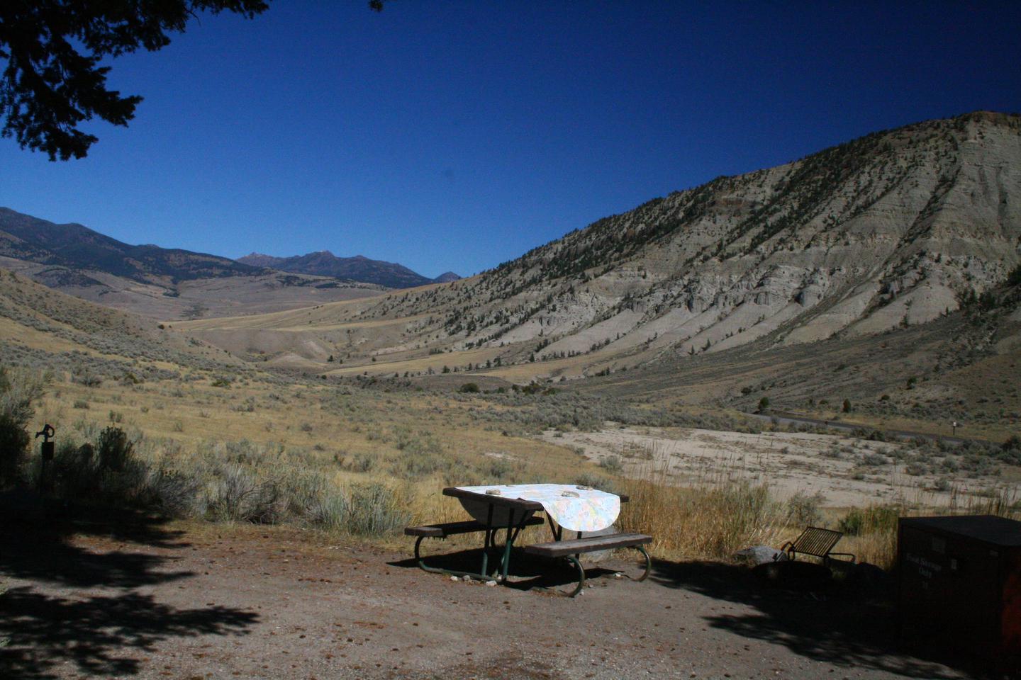 Mammoth Hot Springs Campground Site 35.Mammoth Campsite #35, looking north
