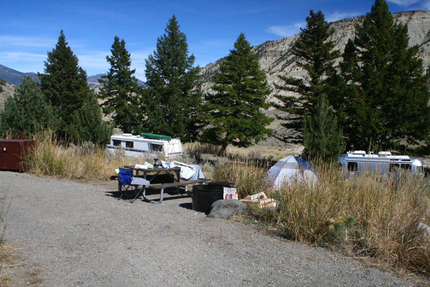 Mammoth Hot Springs Campground Site 75Mammoth Campsite #75, looking north