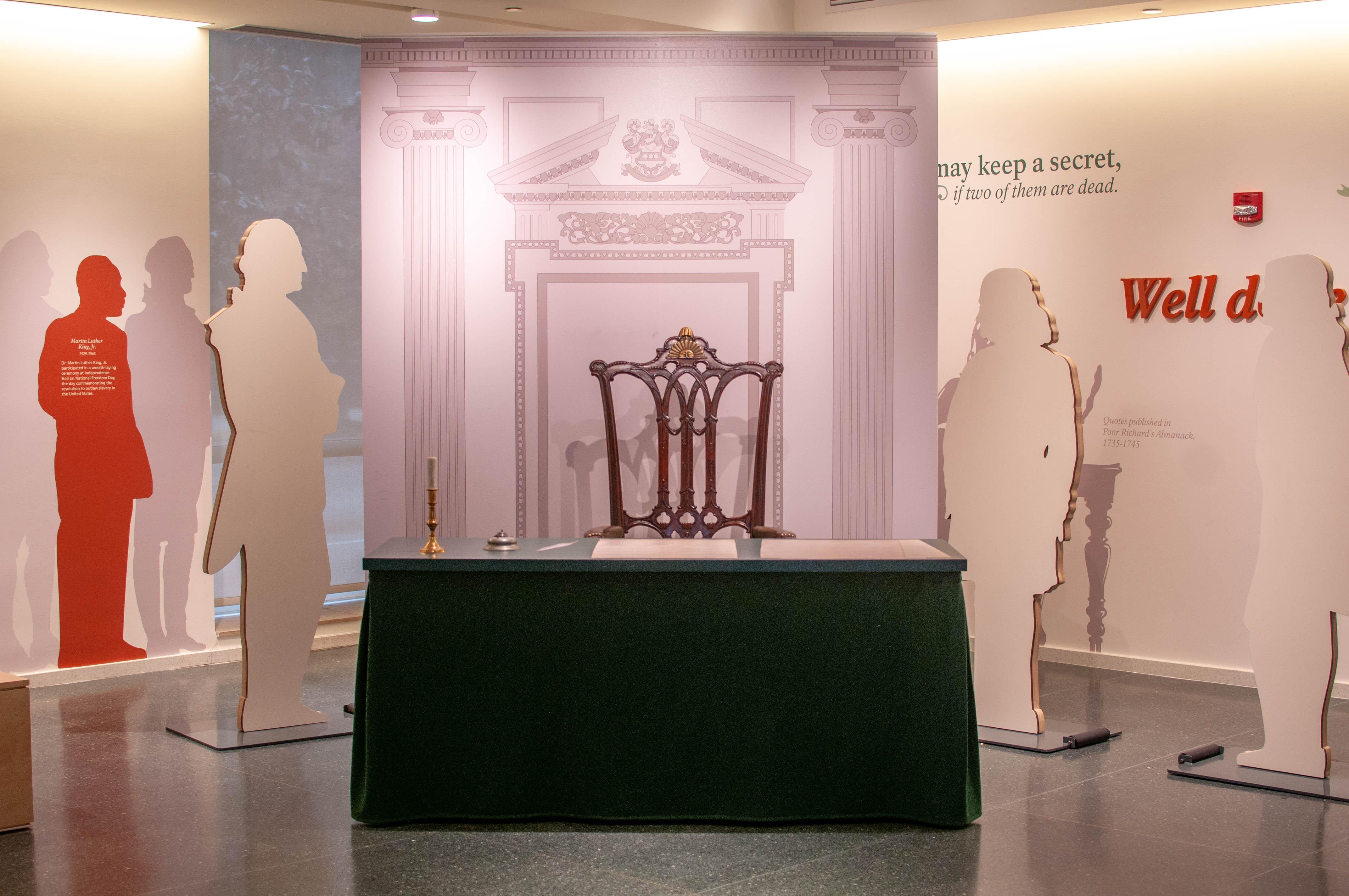 Independence Visitor Center exhibit area, "signing" station