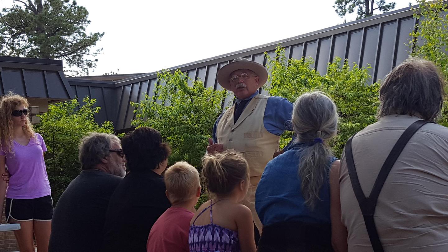 Theodore Roosevelt Addresses an AudienceThe monument hosts special events each summer, such as living history presentations of President Theodore Roosevelt.