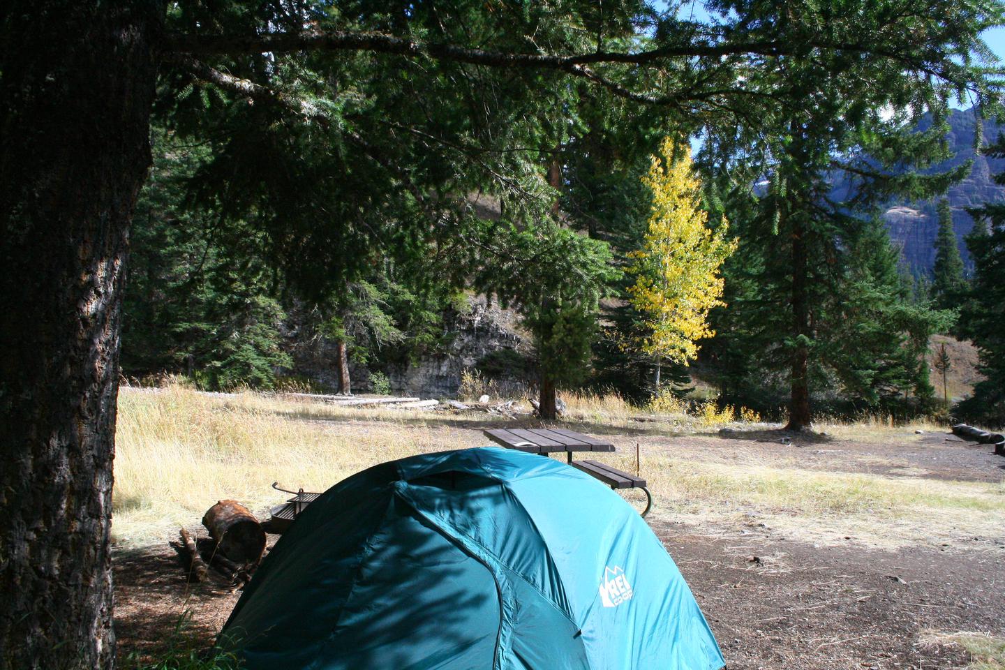 Pebble Creek Campground site #21..Pebble Creek Campground site #21