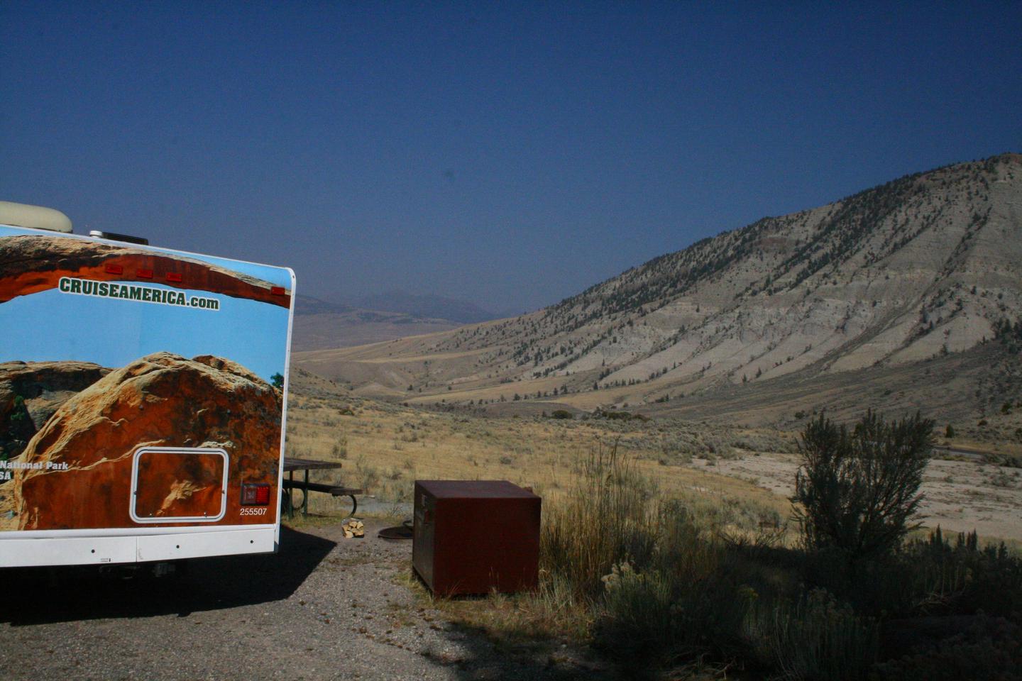 Mammoth Hot Springs Campground Site 37Mammoth Hot Springs Campground Site 37, looking north