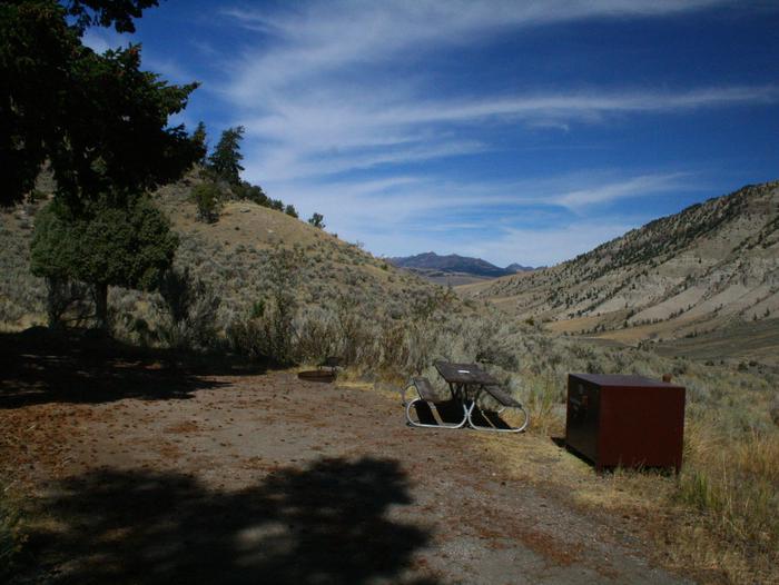 Mammoth Hot Springs Campground Site 45Mammoth Hot Springs Campground Site 45, facing north