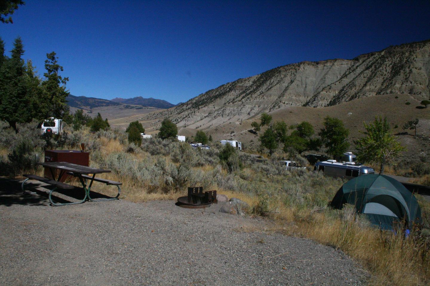 Mammoth Hot Springs Campground Site 61Mammoth Hot Springs Campground Site 61, facing north