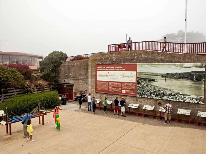 Outdoor Exhibits at the Golden Gate Bridge PavillionOutdoor exhibits at the Golden Gate Bridge Pavillion.