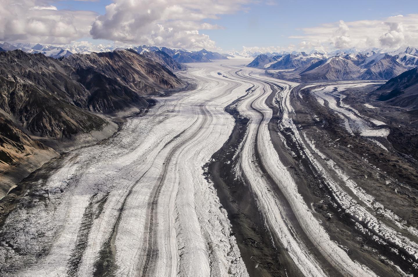 Logan GlacierWrangell-St. Elias National Park contains the greatest concentration of glaciers in North America.  More than 3000 glaciers covering over three million acres of land are found in the park.