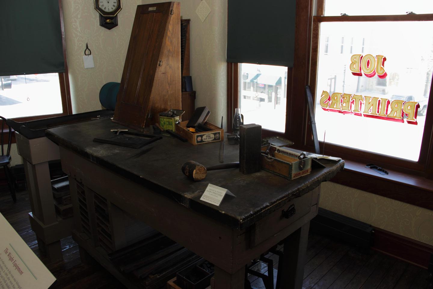 Job PrintersThe second floor of the Wright-Dunbar Interpretive Center features a print shop similar to the one that the Wright brothers used in their day.