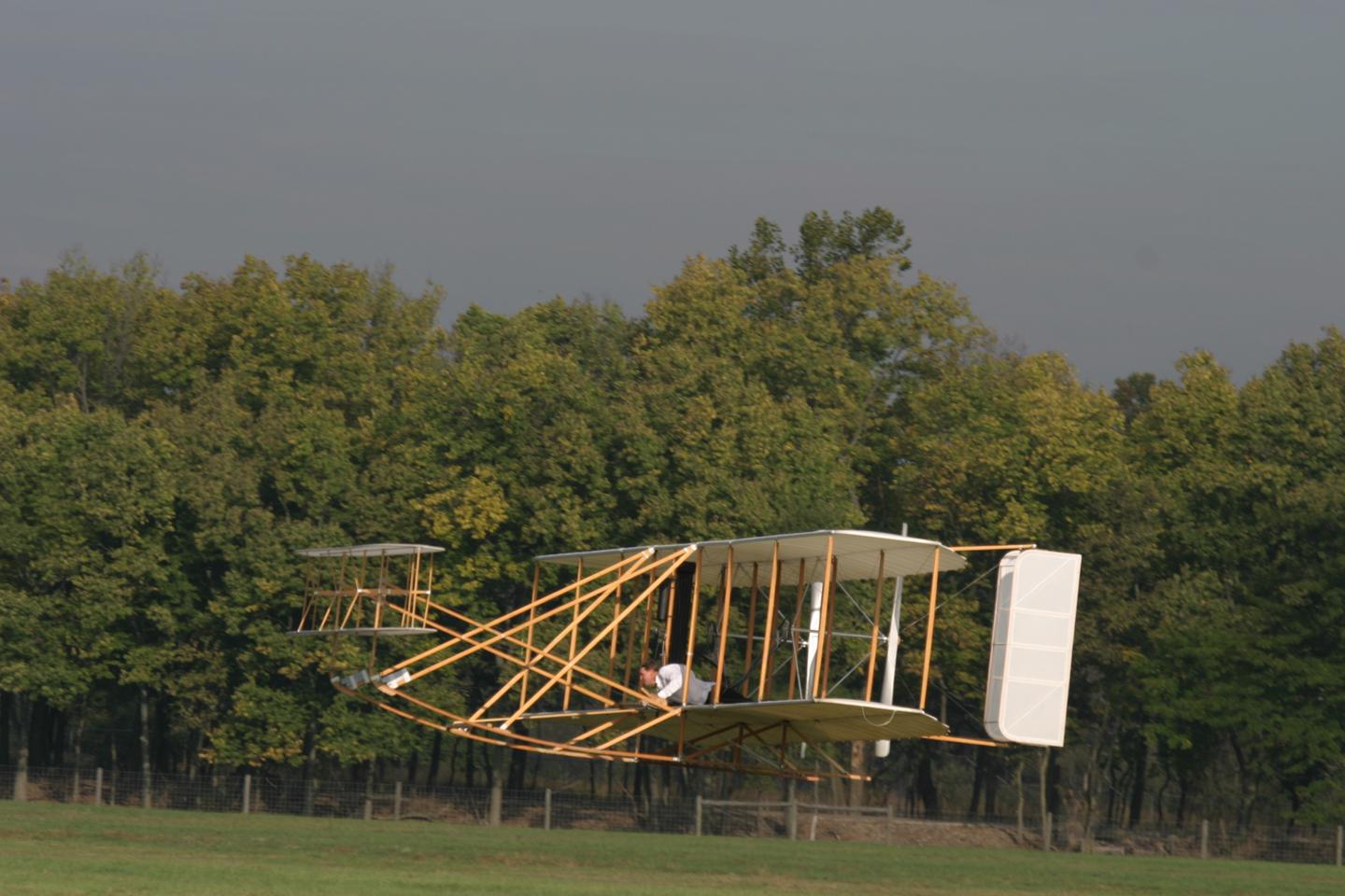 1905 Wright Flyer replicaThe 1905 Wright Flyer replica during a demonstration flight.