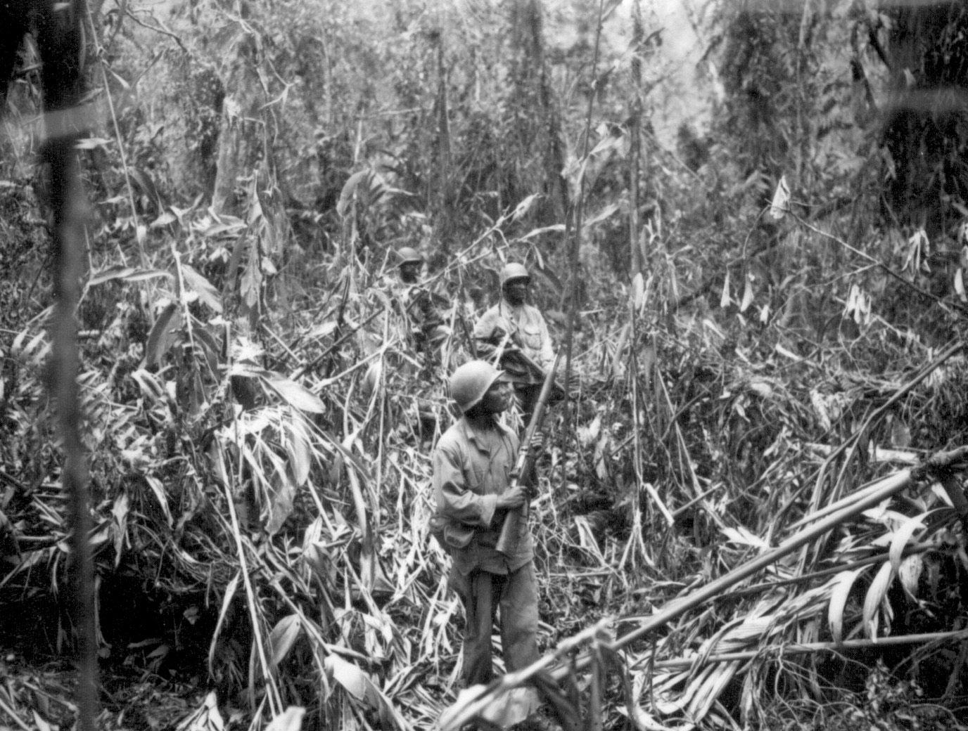 Advancing in the jungle in the South Pacific