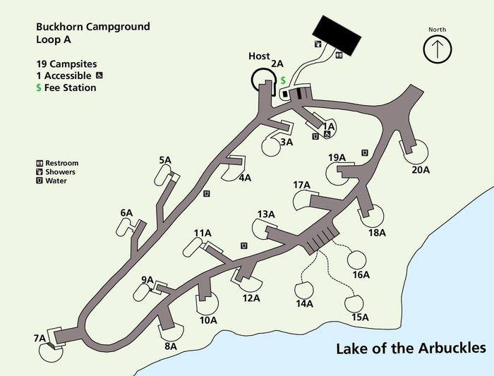 Buckhorn Campground Loop A mapLoop A is first come, first served and is only open in summer months.