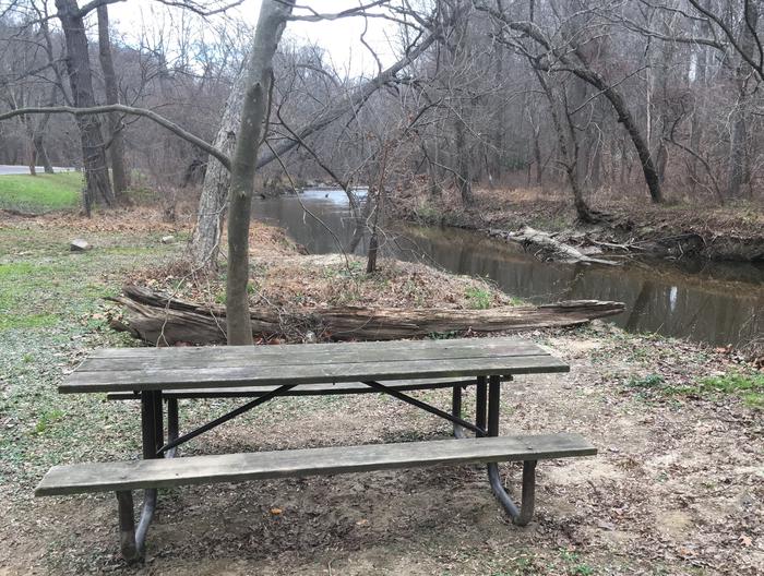 picnic tablePicnic table along Rock Creek at Picnic Grove 7.