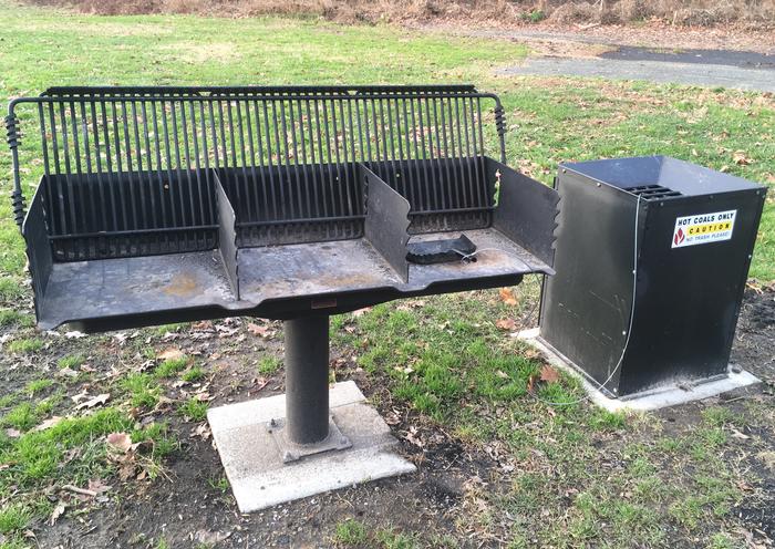 barbecue grillBarbecue grills and ash can available at Picnic Grove 24.