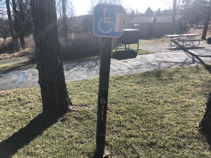 Site marker for B111; If you reserve this site, your camping pass will be attached to this site marker.  When you check out, drop your pass off at the registration office. 