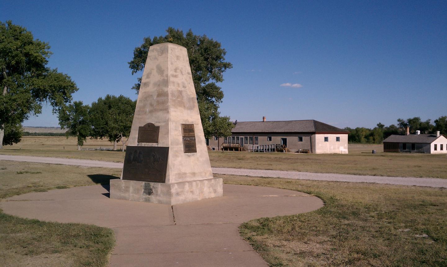 Fort Laramie NHS monument, WyomingA monument and plaque about the Pony Express can be found at Fort Laramie in Wyoming.