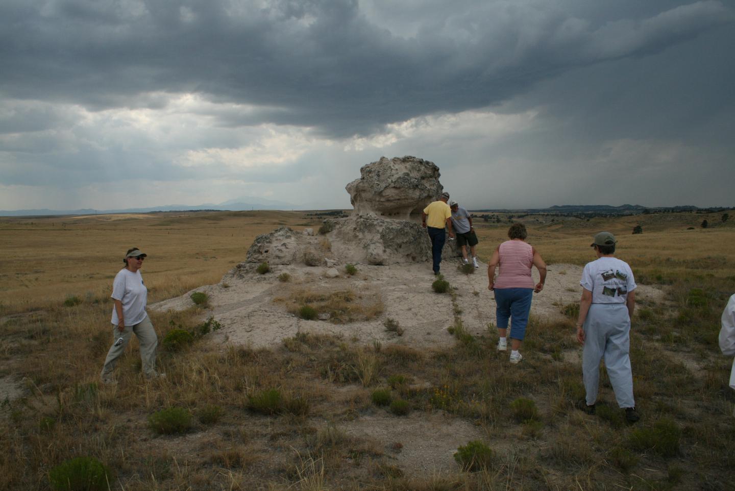 Porters Rock, WyomingVisitors approach Porters Rock in Wyoming.