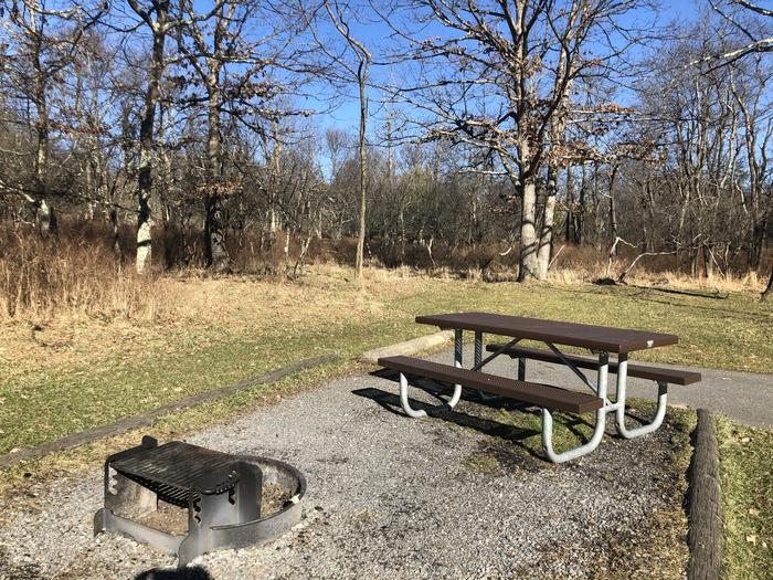 B116Site has a driveway, tent pad, picnic table, and fire pit. 