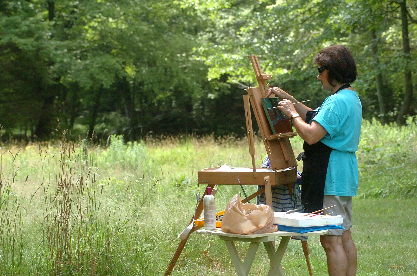 Artist painting at Weir Farm National Historic SiteA plein air artist captures the beauty of the landscape at Weir Farm National Historic Site