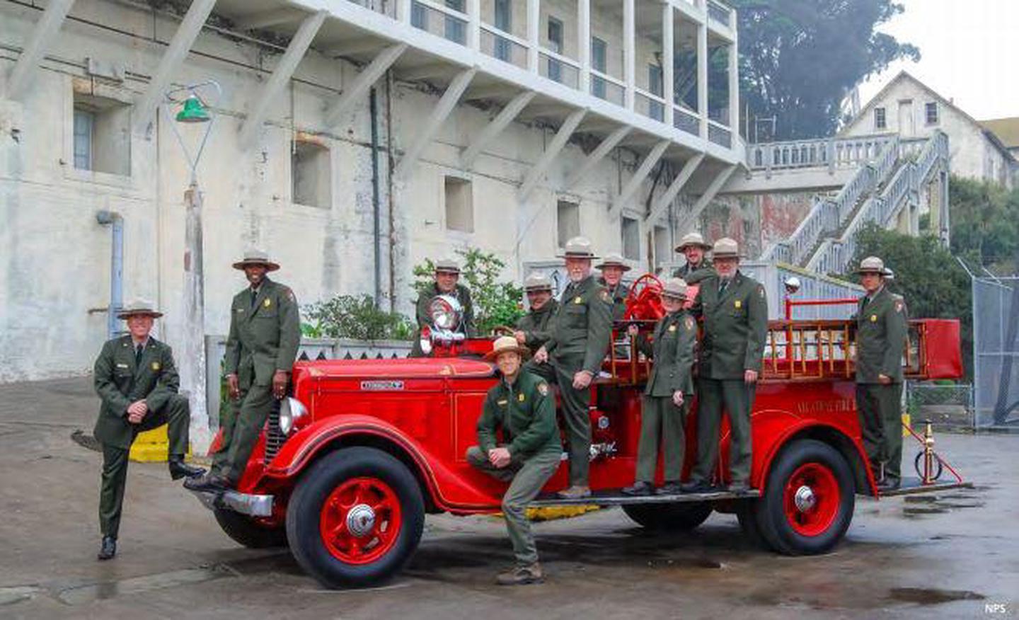 Alcatraz Rangers and FiretruckAlcatraz Rangers and 1934 Diamond T Firetruck
