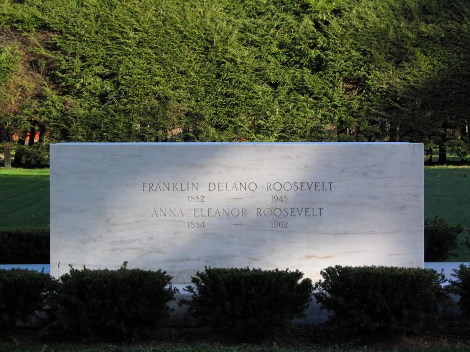 The Marble Headstone Marking Franklin and Eleanor Roosevelt's Burial Site
