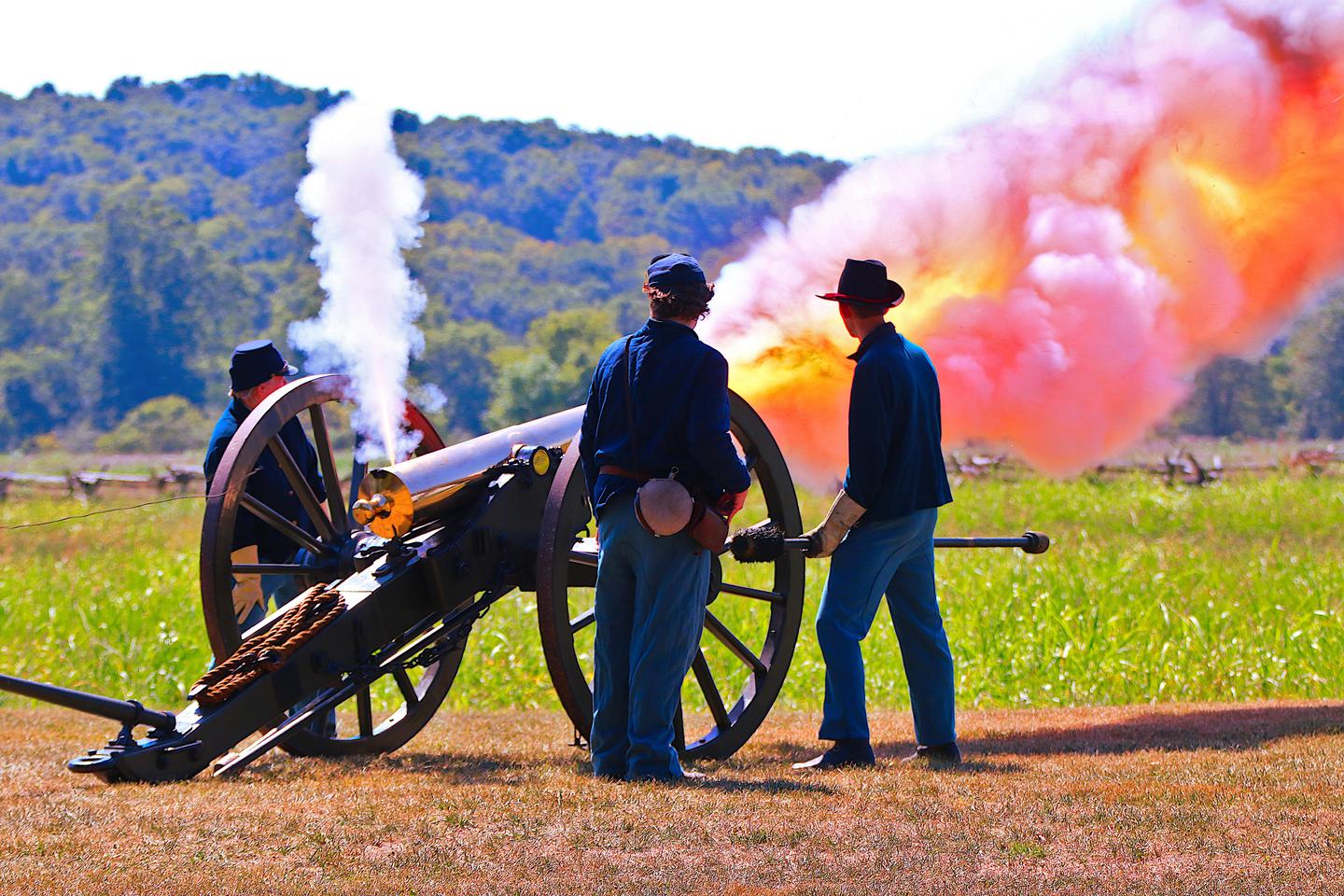 Wilson's Creek artillery crewA Wilson's Creek artillery crew fires a cannon during a summer artillery demonstration.