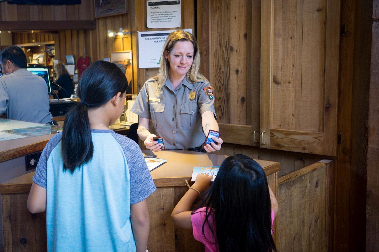 Bear Valley Visitor Center Information DeskRangers and volunteers are available at the information desk with maps, information and junior ranger badges!
